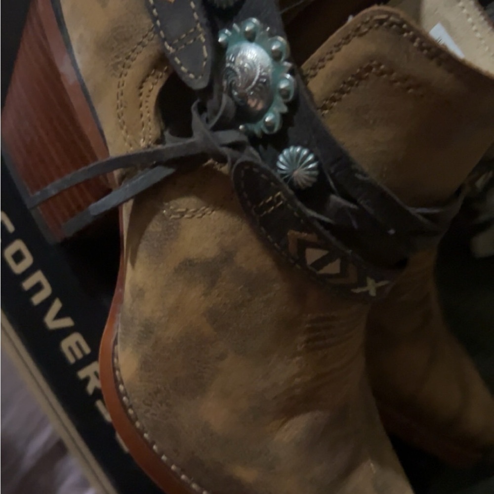 Brown Western Durango Ankle Boots with Decorative Straps